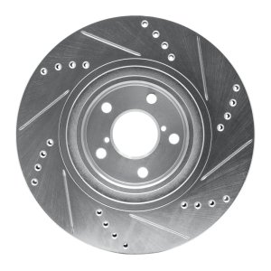 Scion FR-S Brake Rotor (1) - Front Left - R1 Concepts - Drilled & Slotted - Silver - `04-`25